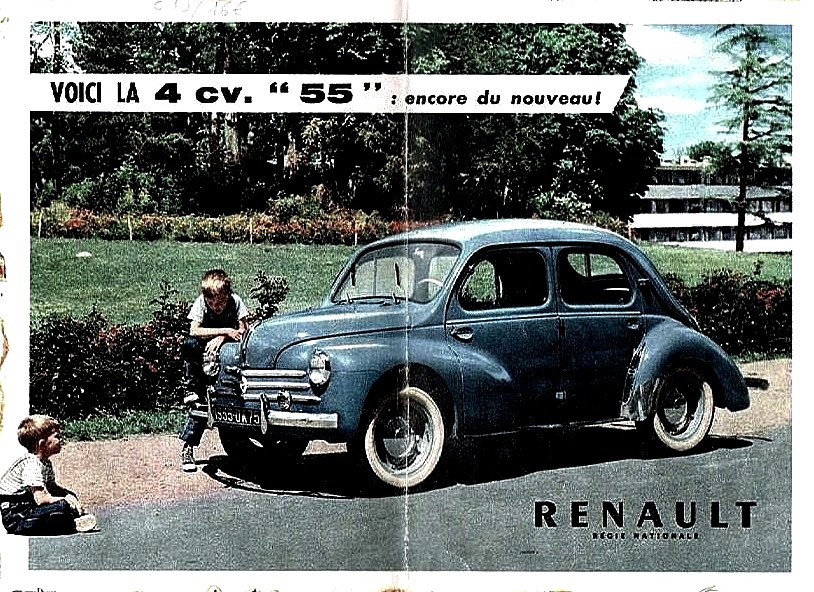 Renault la 4 cv encore du nouveau pub papier en couleur de 1955